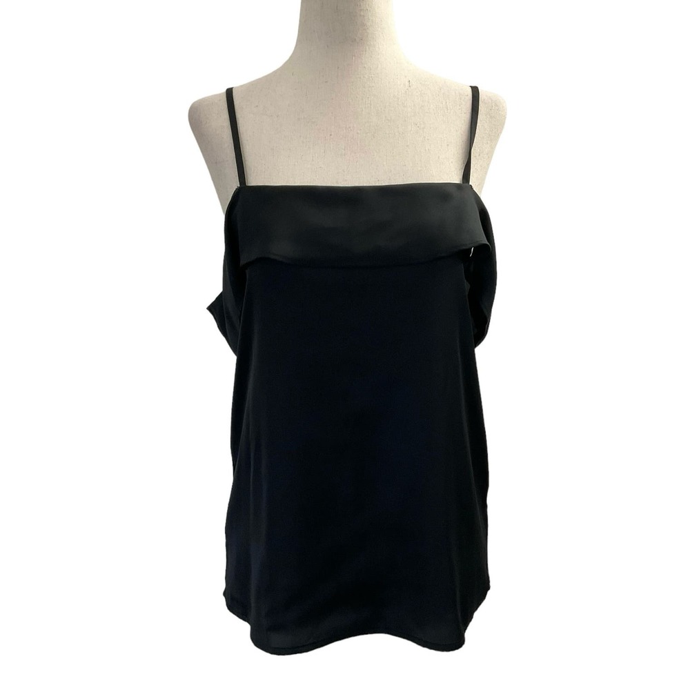Express Black Satin Cold Shoulder Top Adjustable Strap Size XS (37-10)